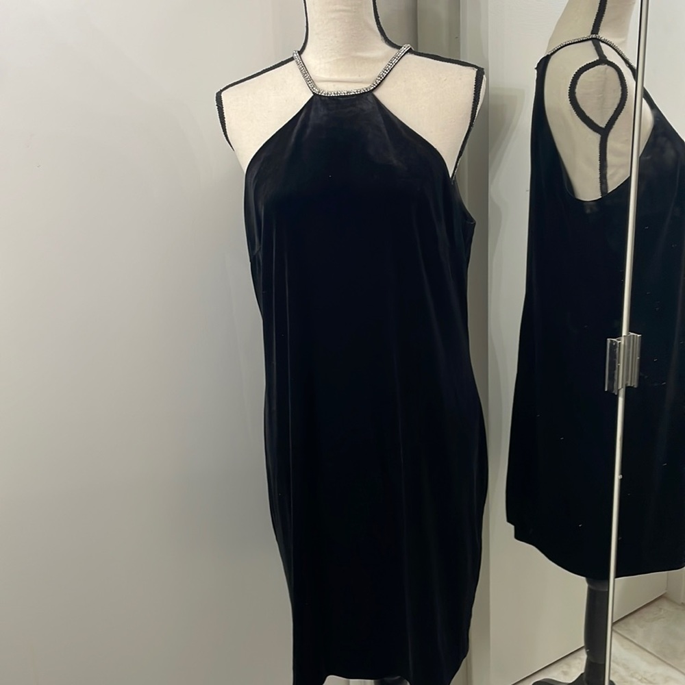 Black velvet cocktail dress